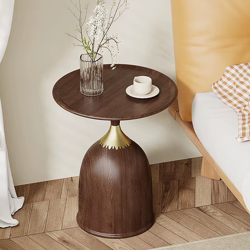 Walnut Color Side Table Carbon Steel Imitation Wood Grain Coffee Tables Bedroom Bedside Cupboard Antique Style Modern Furniture